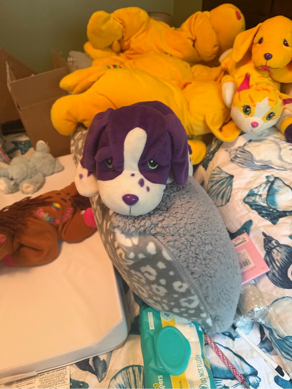 Lisa Frank Purple and White Puppy Plush